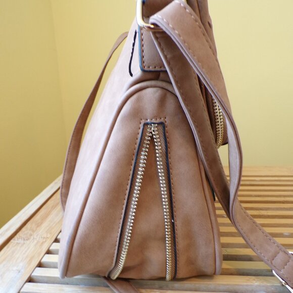 Violet Ray Faux Suede Crossbody Hand Bag Purse Expandable Bottom - Picture 9 of 12